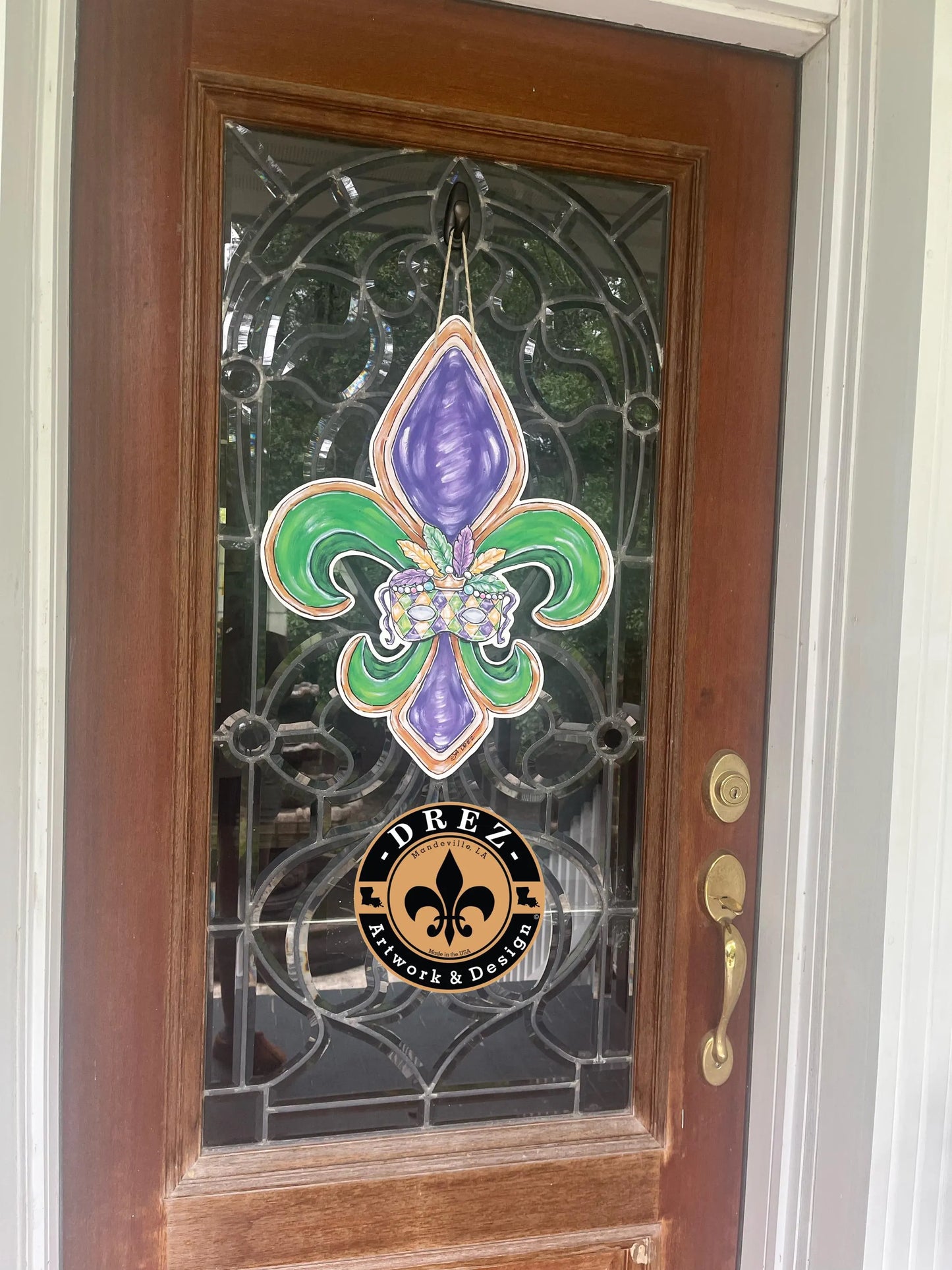 Mardi Gras FDL with Mask Door Hanger