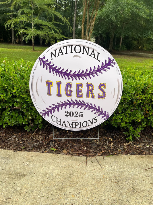 Baseball Tigers National Champions Yard Stake