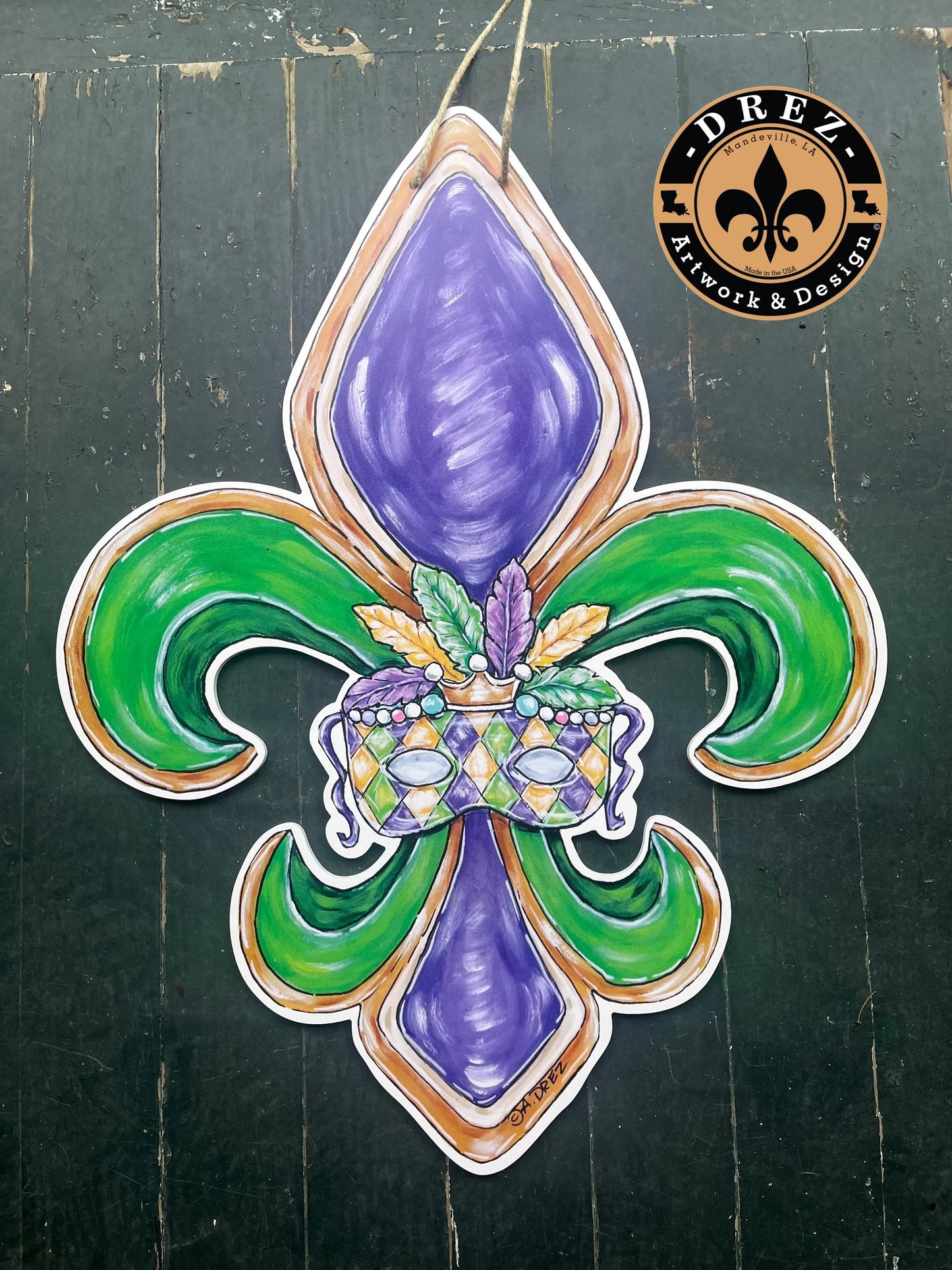 Mardi Gras FDL with Mask Door Hanger
