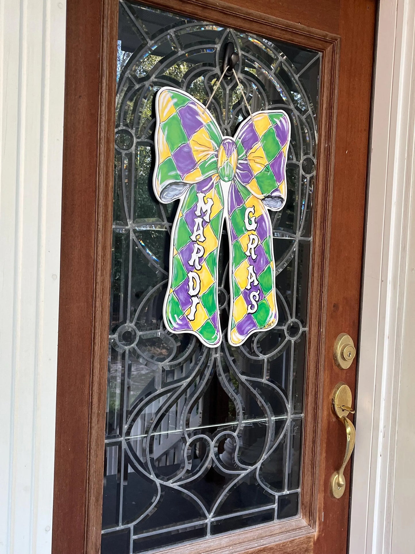 Mardi Gras Bow Door Hanger