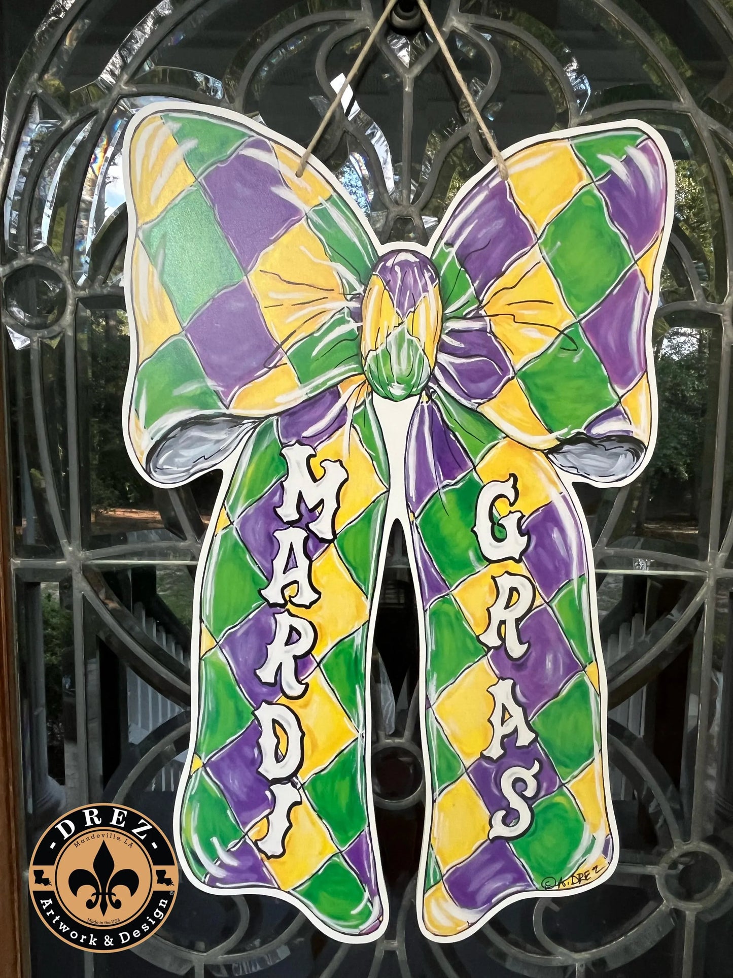 Mardi Gras Bow Door Hanger