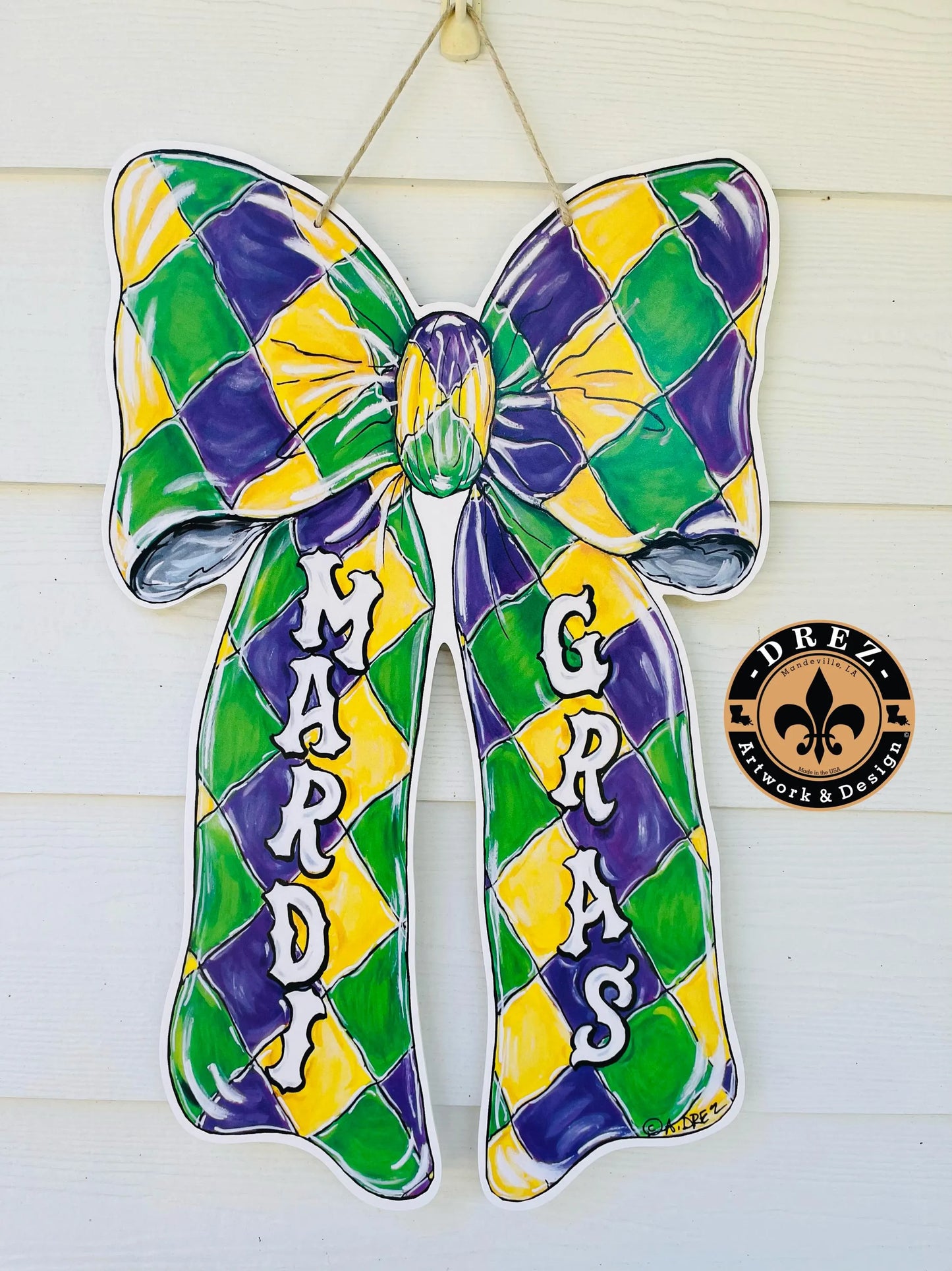Mardi Gras Bow Door Hanger