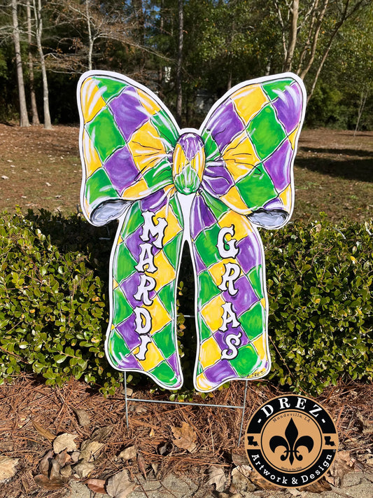 Mardi Gras Bow Yard Stake