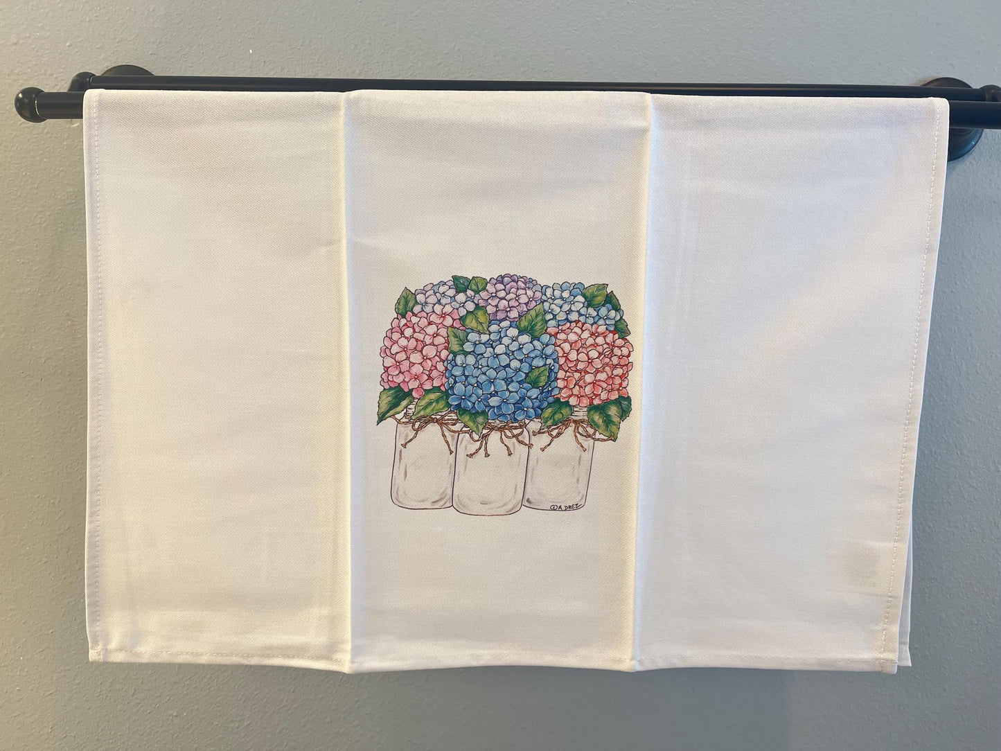 Hydrangea Mason Jar Trio Tea Towel