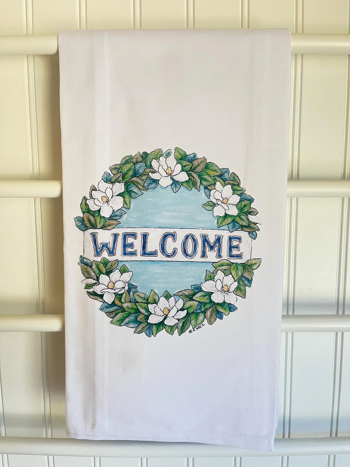 Magnolia Welcome Tea Towel