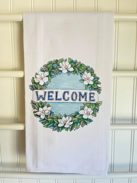Magnolia Welcome Tea Towel