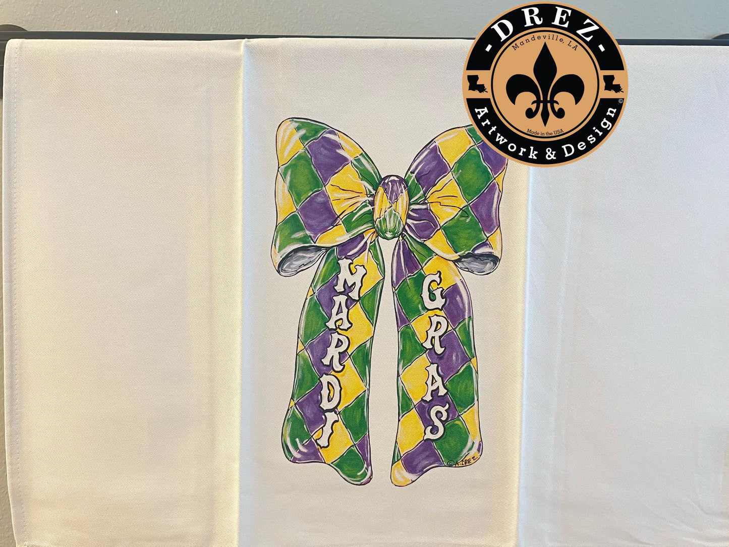Mardi Gras Bow Tea Towel